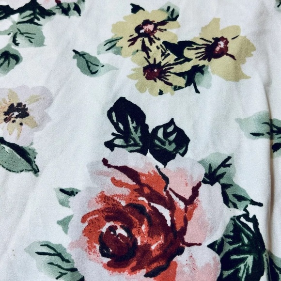 Viamour Women's L Tunic Top Floral Gathered Front LS Cottagecore Soft Made USA - Picture 8 of 9